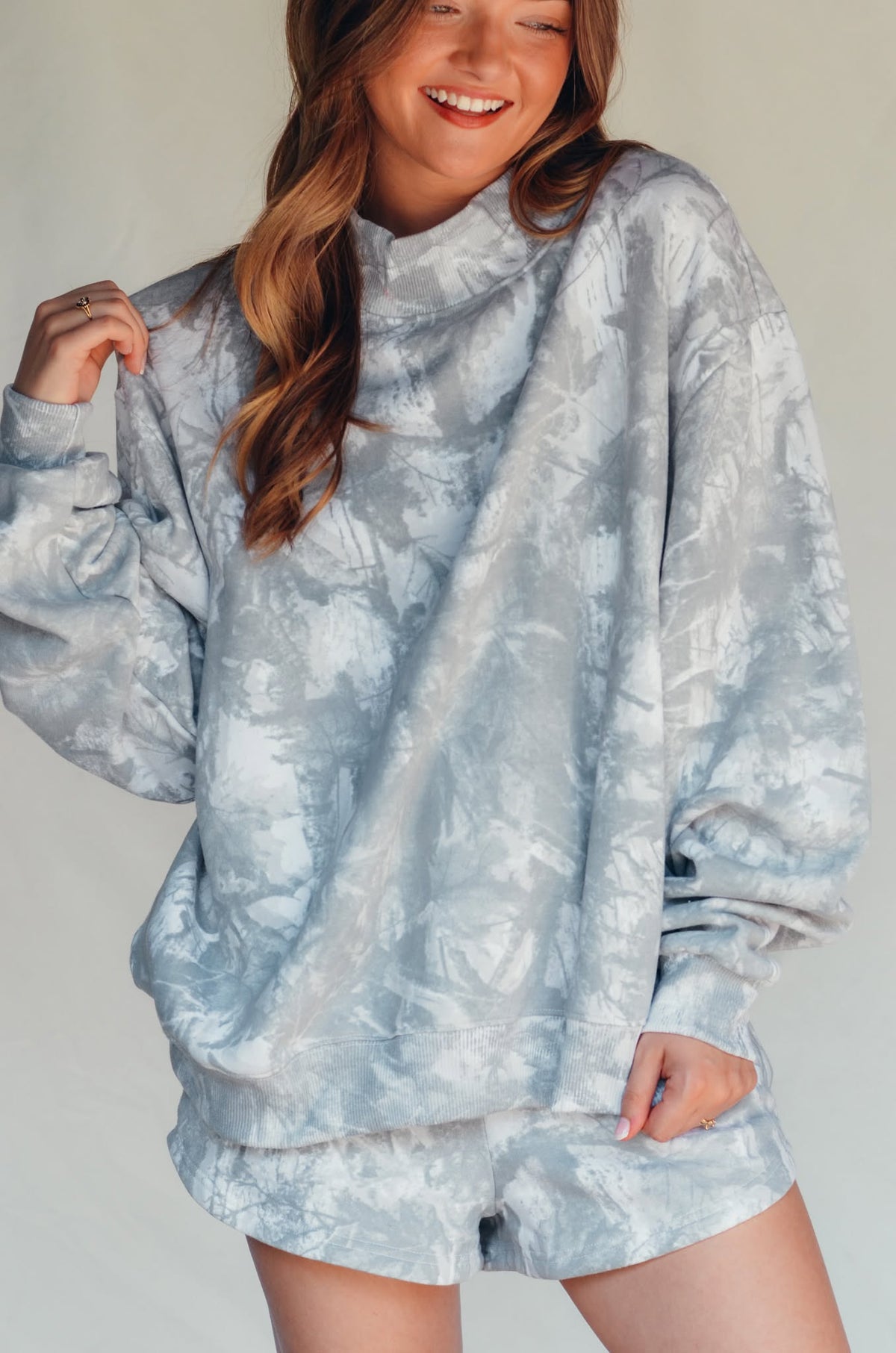 PREORDER (estimated 11/10 ship date!!) White Wash Camo Mock Neck Sweatshirt