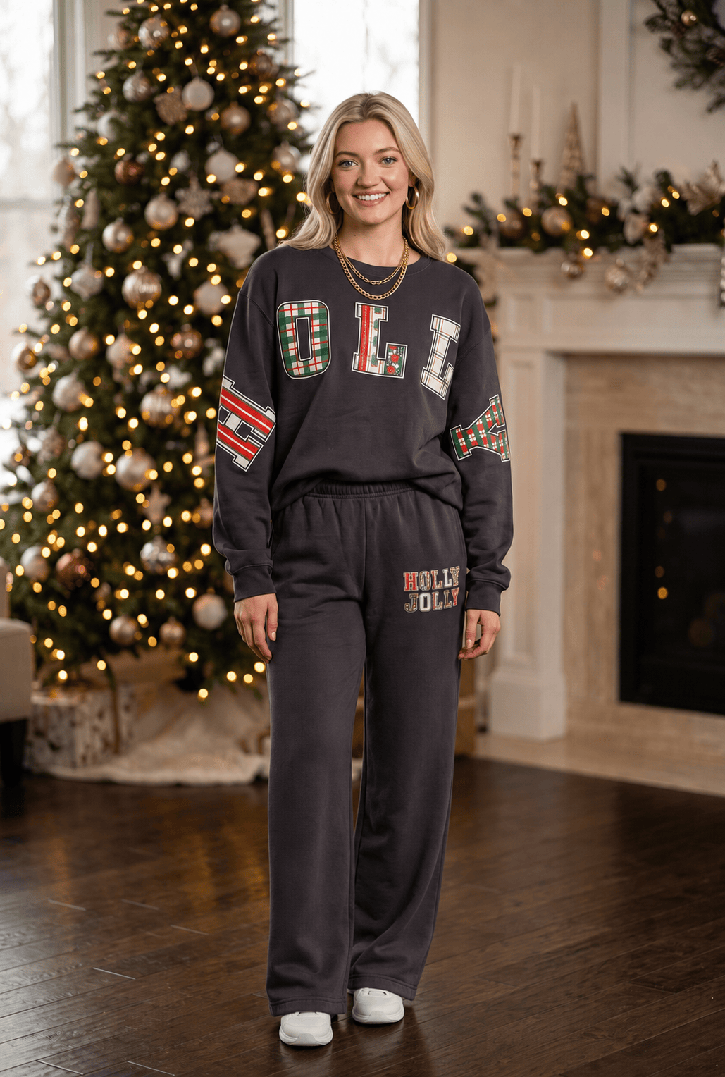 Holly Jolly Patch Charcoal Sweatpants