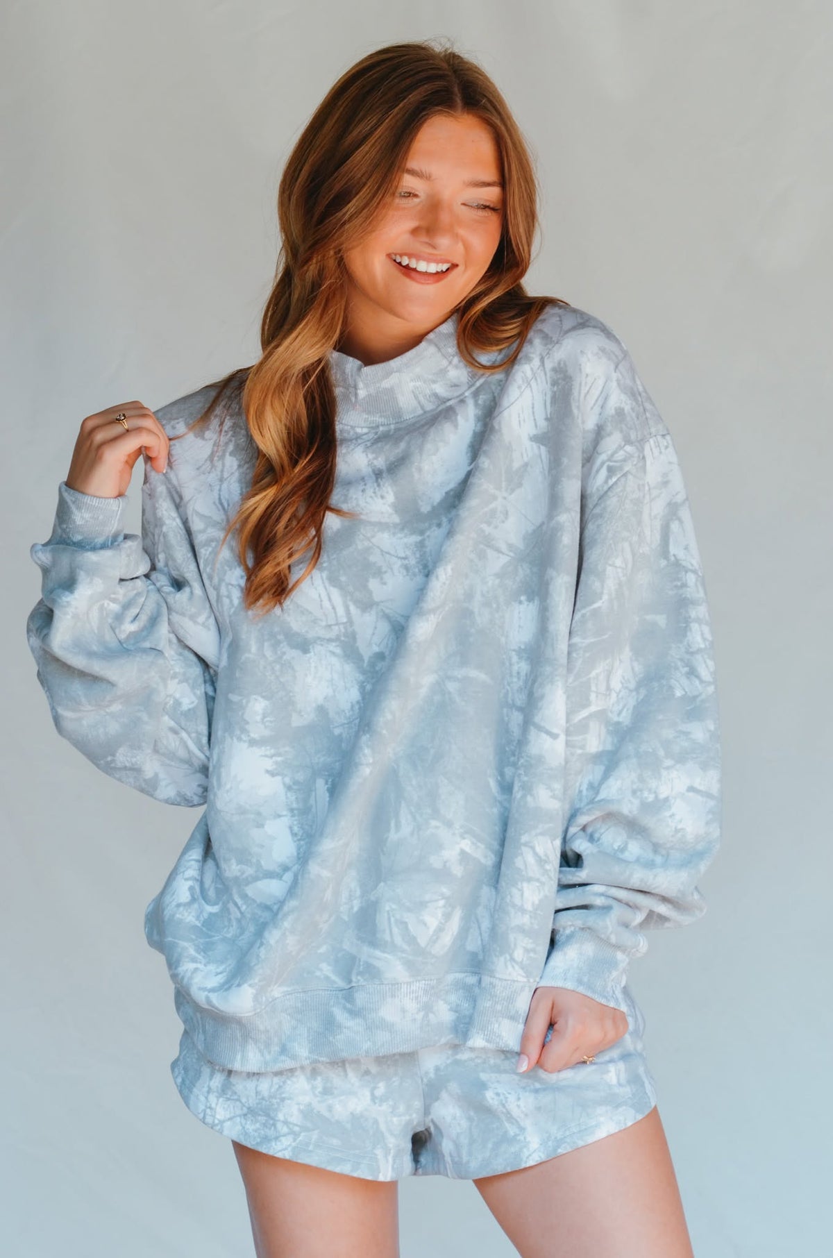 PREORDER (estimated 11/10 ship date!!) White Wash Camo Mock Neck Sweatshirt