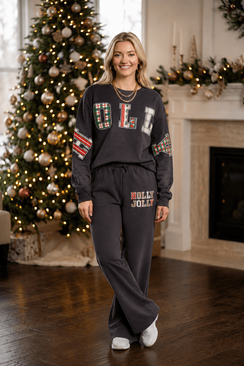 Holly Jolly Patch Charcoal Sweatshirt