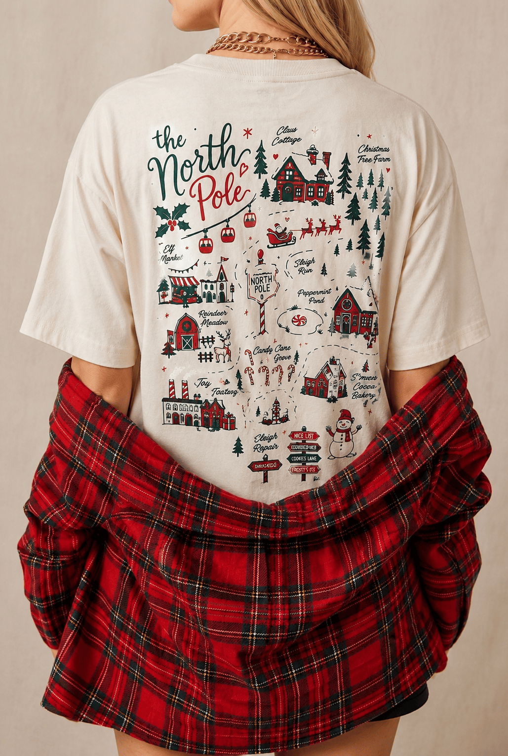 Take Me To The North Pole Ivory Mock Neck Tee