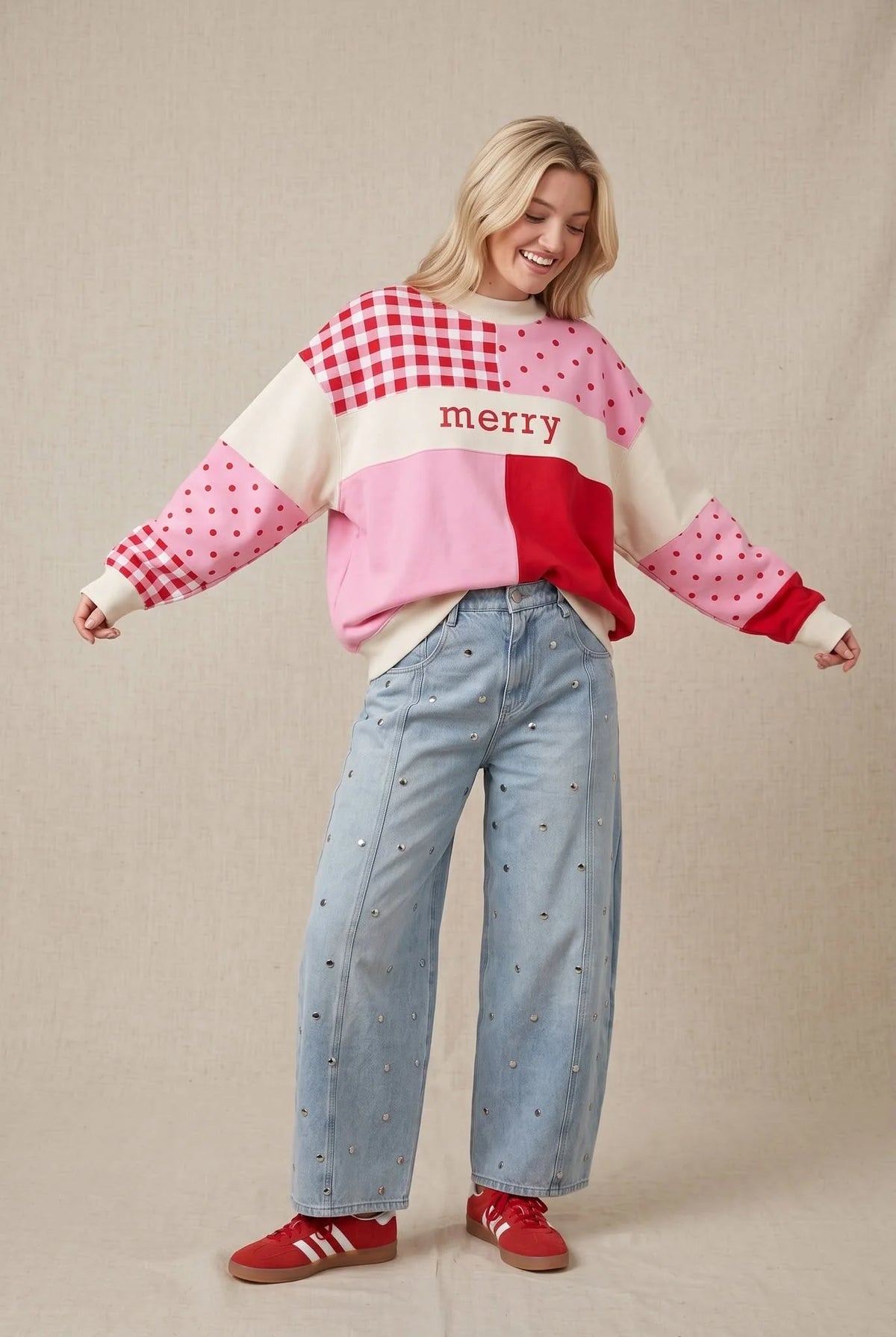 PREORDER ITEM (Estimated ship date 10/25, Christmas Merry Colorblock Mock Neck Sweatshirt by SOUTHERN BLISS